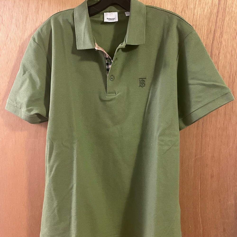 ** SOLD ** NWOT Burberry Monogram Motif Cotton Piqué Cedar Green  Polo Shirt XL